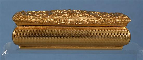 A William IV double compartment silver gilt table snuff box, Length 5”/123mm Width 3 ½”/86mm Weight: 13.3oz/377grms